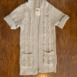 Thick Knit Hollister Short Sleeve Hooded Cardigan W/ Pockets Size Small